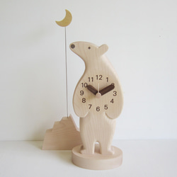シロクマ君と月　卓上時計 1枚目の画像