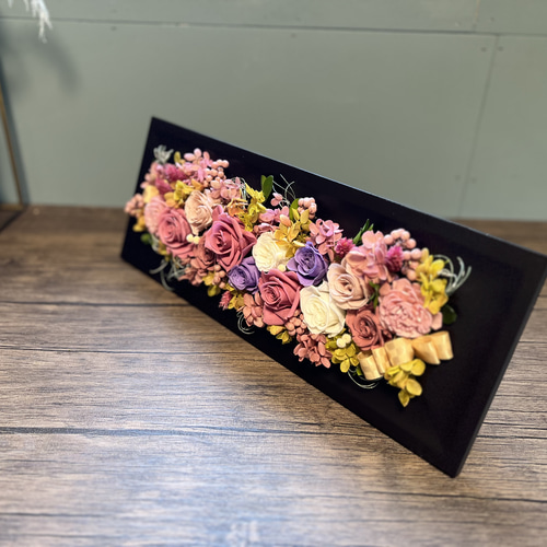 プリザーブドフラワーフレームアレンジ くすみピンク アンティーク