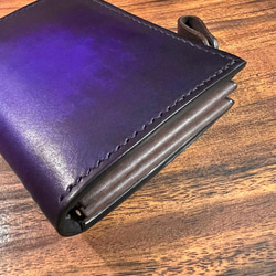 革の手染め- L字ファスナー半財布 /バイオレット（深紫） 4枚目の画像