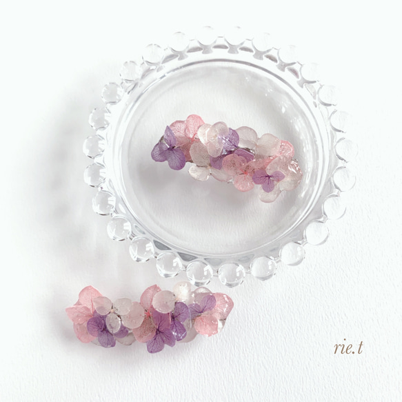 再販15【rie.t】紫陽花のバレッタ(サイズ変更可能) 3枚目の画像