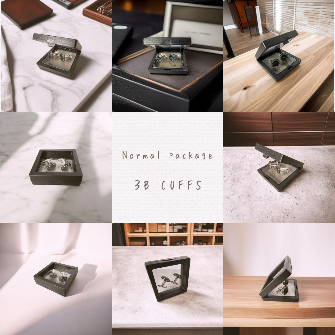 ブルーのキャンパスにゴールドが入った粋なカフスボタン Premium 133