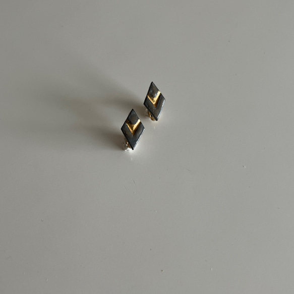 鑽石形耳環“孔雀”（棕色） 第3張的照片