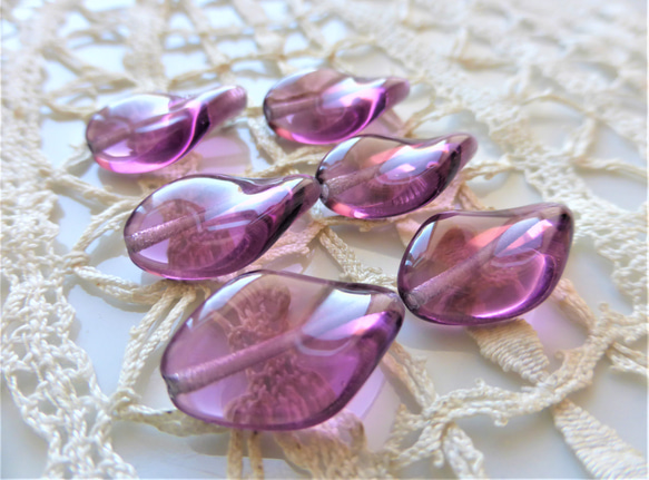 鑽石麻花紫色捷克珠 6 顆捷克玻璃珠 第1張的照片
