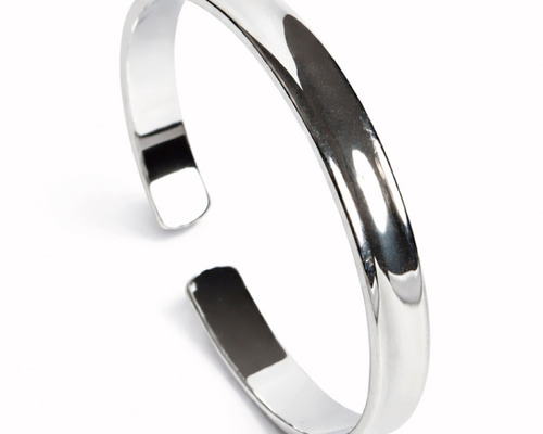 凹カーブ ブレスレット バングル シルバー999メッキ 鏡面 幅8mm メンズ
