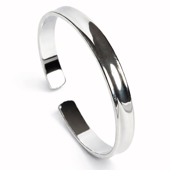 凹カーブ ブレスレット バングル シルバー999メッキ 鏡面 幅8mm メンズ