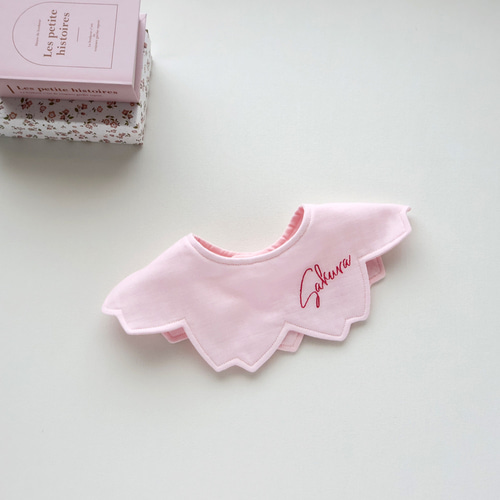 さくらスタイ 刺繍 お名前 ୨୧さくら色*リース 型360° 桜 スタイ