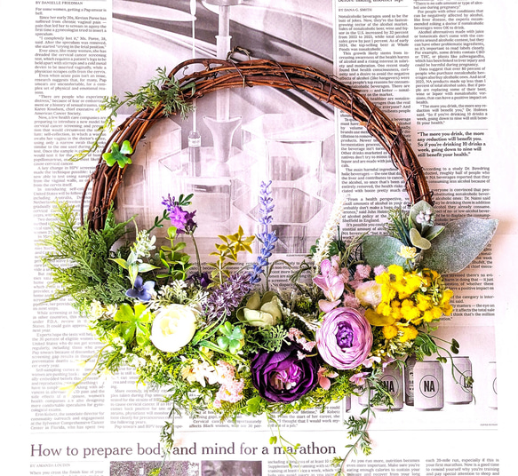 玄関ドアリース イングリッシュガーデンの小さなお庭 大きめリース 母  