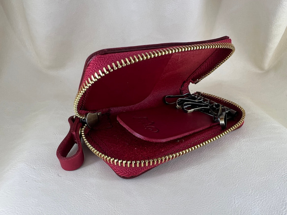 「KENT的手工皮革」植鞣革大容量鑰匙套（紅色）-現貨 第2張的照片