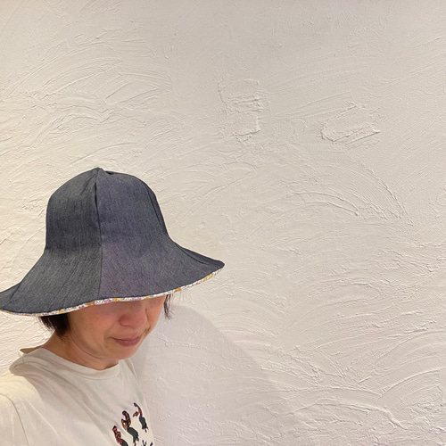 髪型が崩れにくい♫リバーシブルチューリップハット【大人用花柄