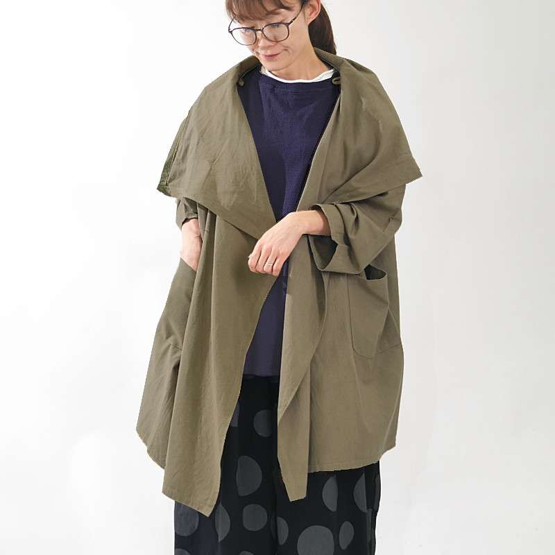 再販×2＊サイズ２展開＊ココナッツボタン留め＊ルーズネック＊ドロップショルダージャケット＊オリーブカーキ