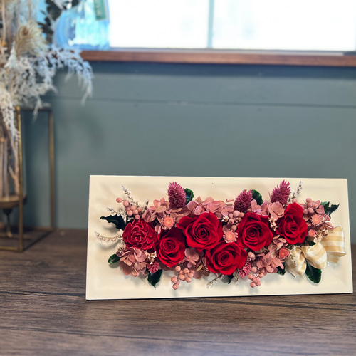 壁にも掛けれる♡エレガントレッドローズのフレームアレンジ クリア