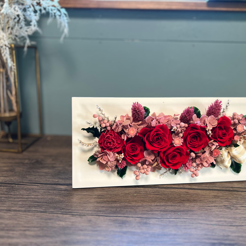 壁にも掛けれる♡エレガントレッドローズのフレームアレンジ クリア