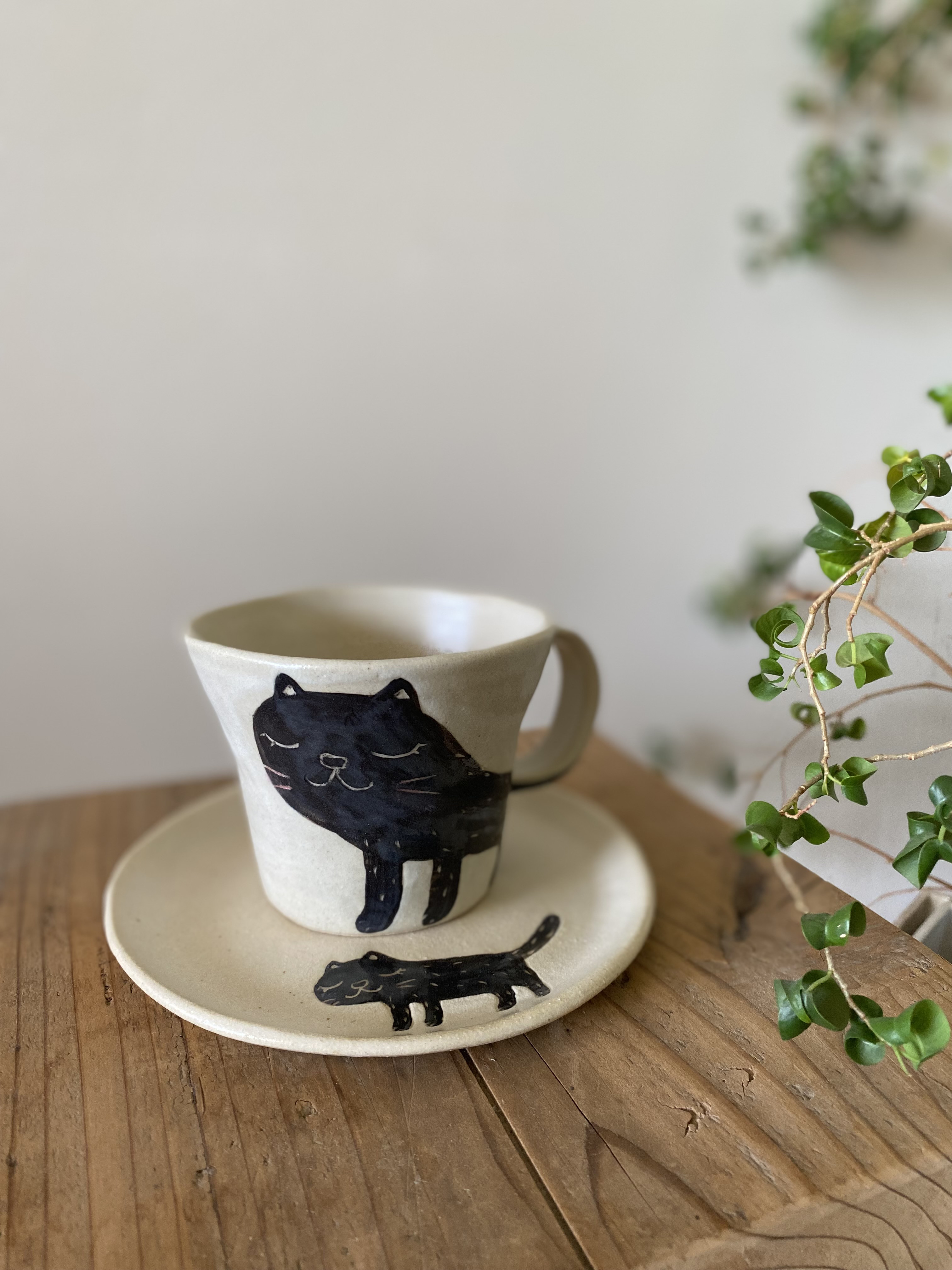 明光窯 ネコ の コーヒー カップ (2) 1個（ 備前焼 ） 陶器 猫