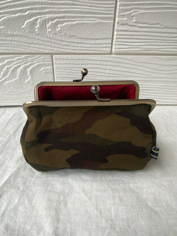 受注製作】かっこいい 可愛い 迷彩 がま口メイクポーチ ペンケース  