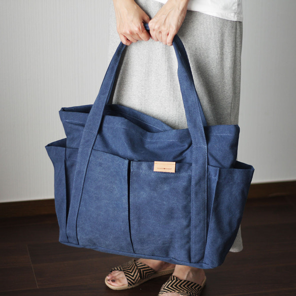 帆布の超ビッグトート マザーズバッグ キャンバストート ファスナー付き 大きめトートバッグ スミクロ B-101 7枚目の画像