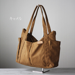 帆布の超ビッグトート マザーズバッグ キャンバストート ファスナー付き 大きめトートバッグ スミクロ B-101 2枚目の画像