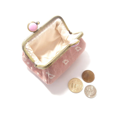 【受注製作】がま口小銭入れ 小鳥さん ピンク コインケース 4枚目の画像
