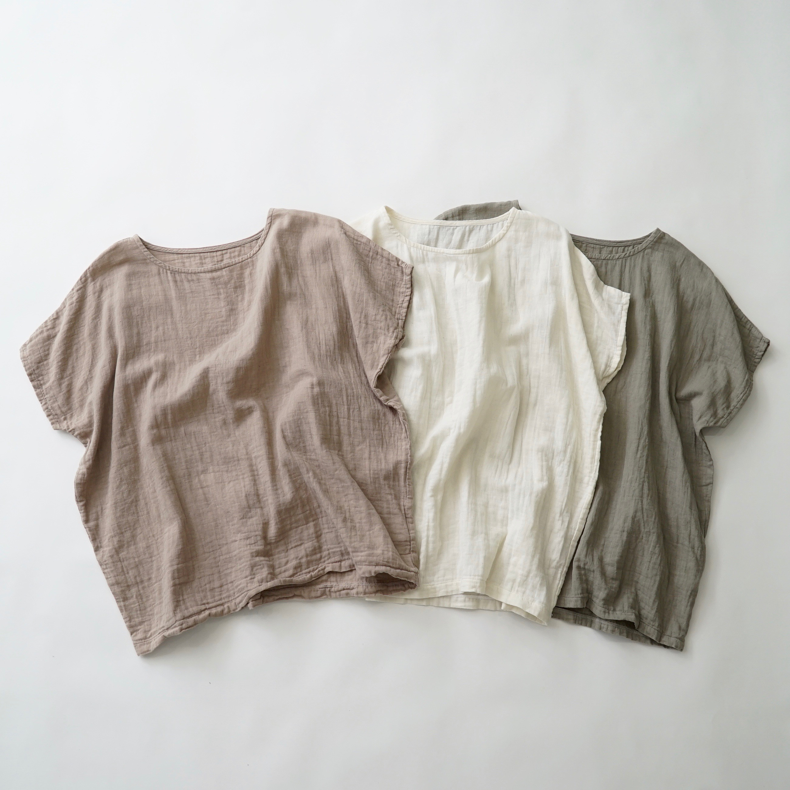 ゆったりガーゼTシャツ/ナチュラル 3カラー/知多木綿 ダブル