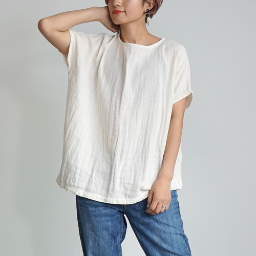 ゆったりガーゼTシャツ/ナチュラル 3カラー/知多木綿 ダブル