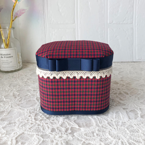 ファミリア　ジェルケース　赤チェック　未使用 ファミリア familiar ジェルケース 赤系ファミリアチェック