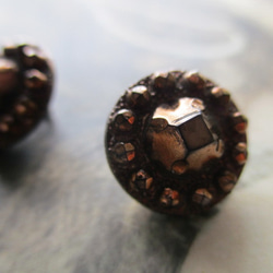 *♥*French Antique Glass Buttons Jet Copper Shade 1pcs*♥* 4枚目の画像