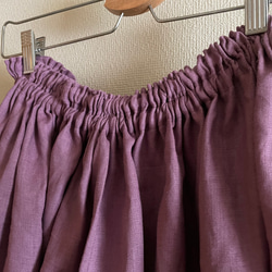 何色にする⁇ リネン100% ギャザーマキシスカート ローズピンク 5枚目の画像