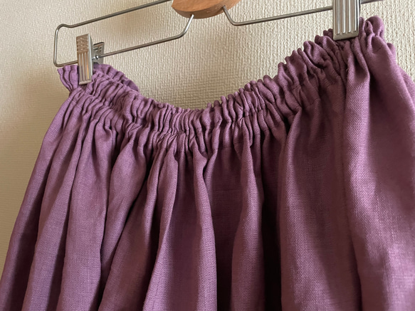何色にする⁇ リネン100% ギャザーマキシスカート ローズピンク 5枚目の画像