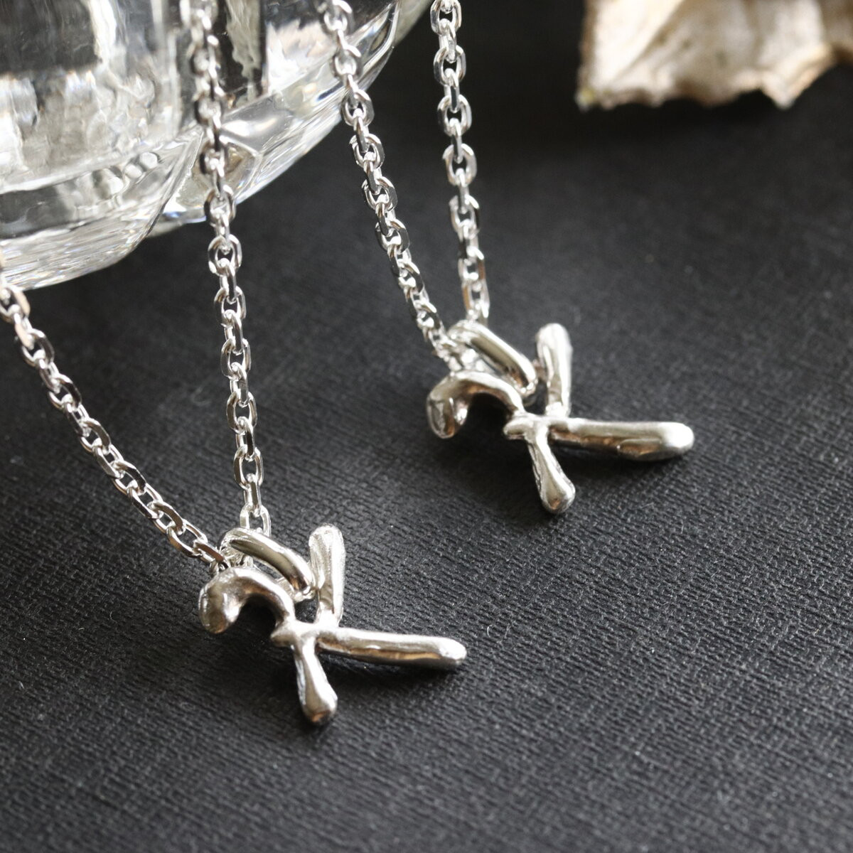 イニシャルペアネックレス重ね付けもセレクトcreema限定