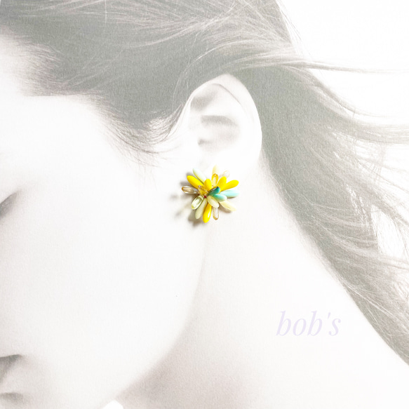 【bob's popular】flower pierce/earring*ミモザ　 2枚目の画像