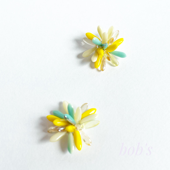 【bob's popular】flower pierce/earring*ミモザ　 4枚目の画像