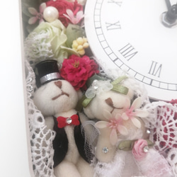 Wedding花時計ウェデイングベア　ﾌﾟﾘｻﾞｰﾌﾞﾄﾞ　結婚祝い記念　置時計　掛け時計 2枚目の画像