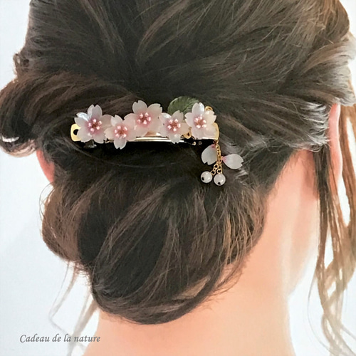 桜(染井吉野)のバレッタ [リーフ付き/8㎝] バレッタ nature 通販 