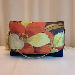 Creema限定♡母の日】シルバー花柄様シルク着物帯の2ways
