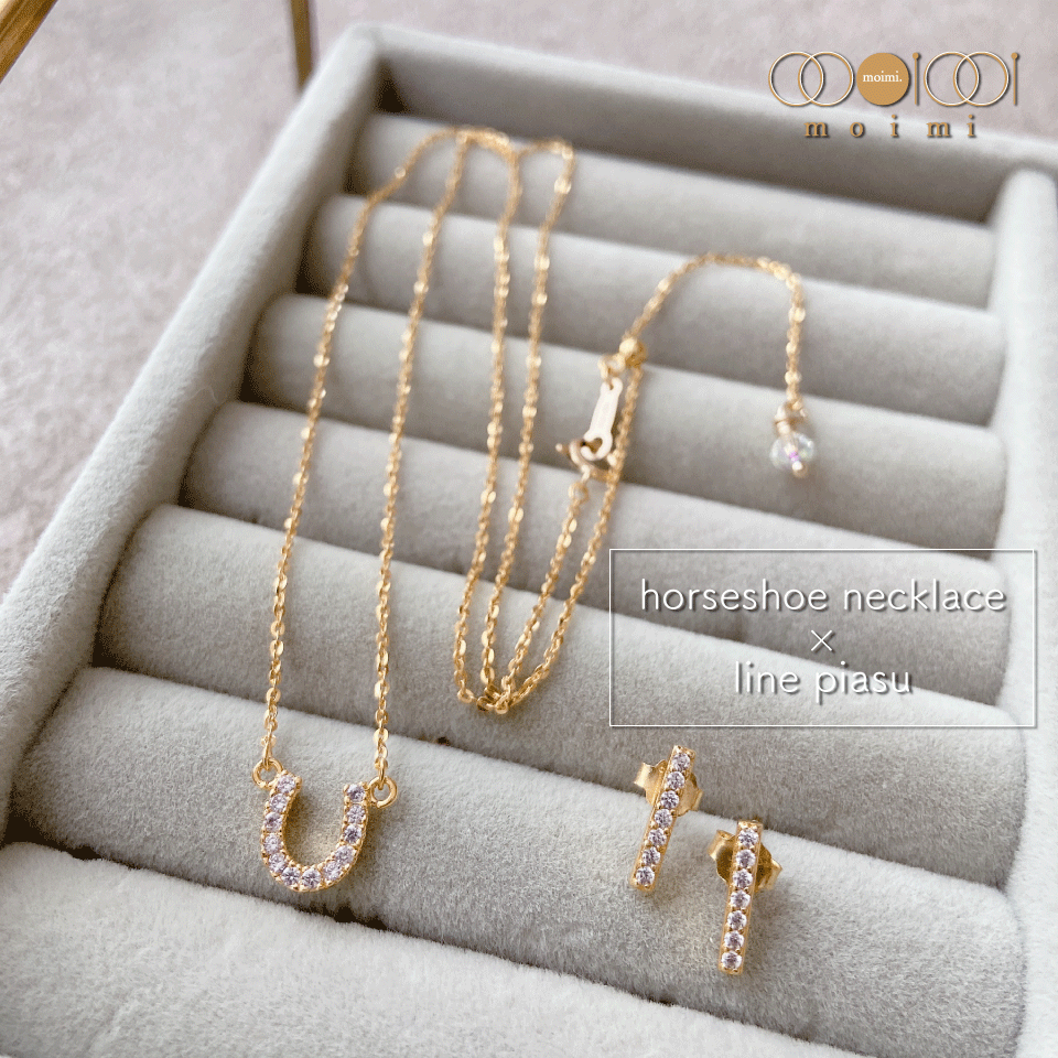 馬蹄 ホースシューネックレス / 14kgf ＋ライン ピアス set