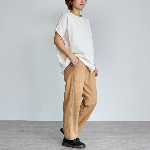 「夏日福袋」寬鬆紗布T卹（本色）+沙魯爾褲（棕米色） 第2張的照片