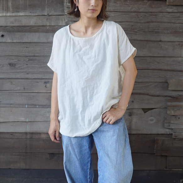 「夏日福袋」寬鬆紗布T卹（本色）+沙魯爾褲（棕米色） 第5張的照片