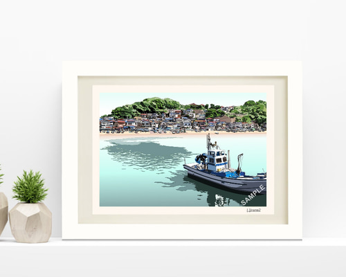 A4サイズ「小坪漁港」 絵画 hiroma2 通販 7150625｜Creema(クリーマ)