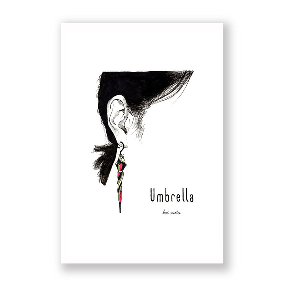 お好みのイラストカード（キャンバス加工）3枚セット【34.Umbrella】 1枚目の画像