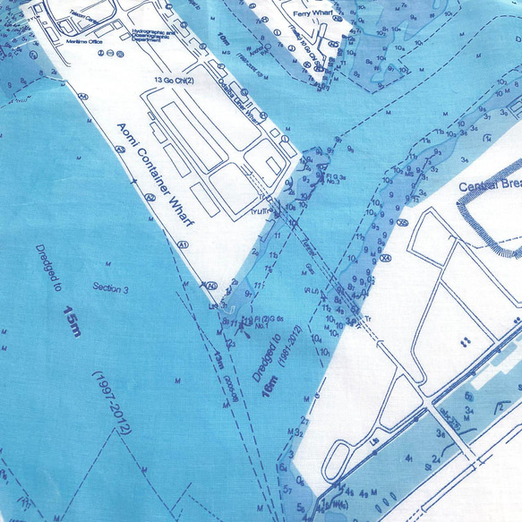 大好きな海を身に着けよう。　マップスカーフ　東京港海図 『晴れやかブルー2024』 5枚目の画像