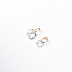 CRYSTAL × HOOP × 10mm : ノンホールピアス（K14GF変更+600円) 3枚目の画像