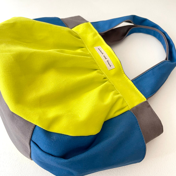 帆布のkororinトート　ライムグリーンMIX 2枚目の画像