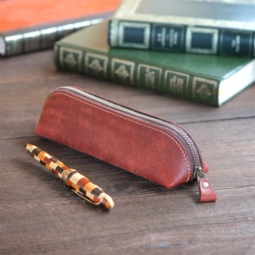 革のファスナーペンケース カラーオーダー ペンケース 革小物yoshii