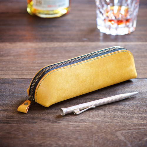 革のファスナーペンケース カラーオーダー ペンケース 革小物yoshii