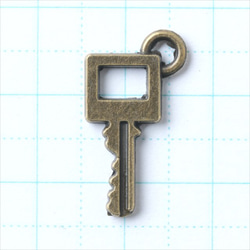 古董吊飾 10 件 ★鑰匙方形小號 ★Kold 美孔零件金屬吊飾 (cs52) 第2張的照片