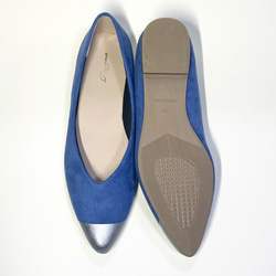易壓扁1cm跟雙色高跟鞋（藍x銀）22.5cm~24.0cm 第6張的照片