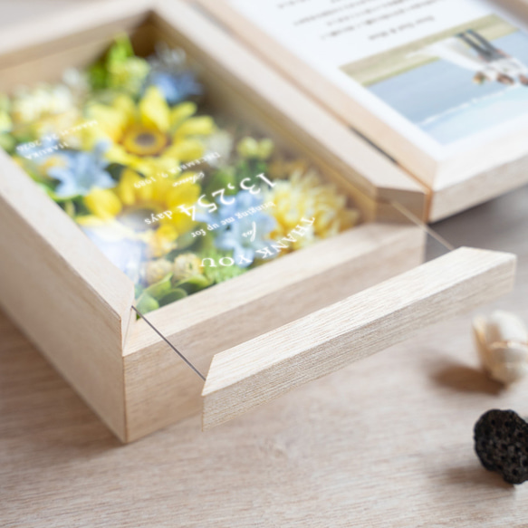【育兒感謝信】向日葵天然花卉照片盒【父母禮物】 第5張的照片
