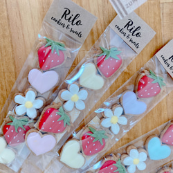 苺とお花とハートのアイシングクッキー 3枚目の画像