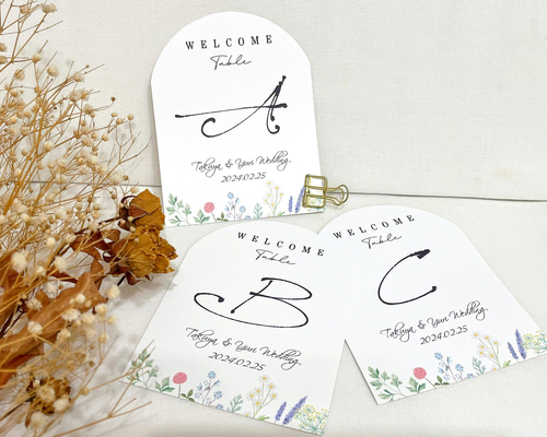 手書き テーブルナンバー 卒花 テーブルナンバー A〜H ８卓分 手書き テーブルナンバー 卒花 テーブルナンバー A〜H 8卓分