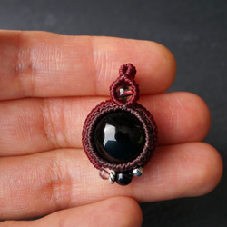 モリオン(黒水晶) -財布やポーチにしまえるお守り石キーホルダー - wine-red - 9枚目の画像
