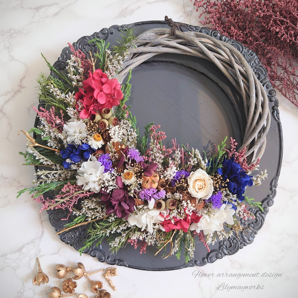SOLD OUT shabby sick wreath ドライフラワー リース ホワイト